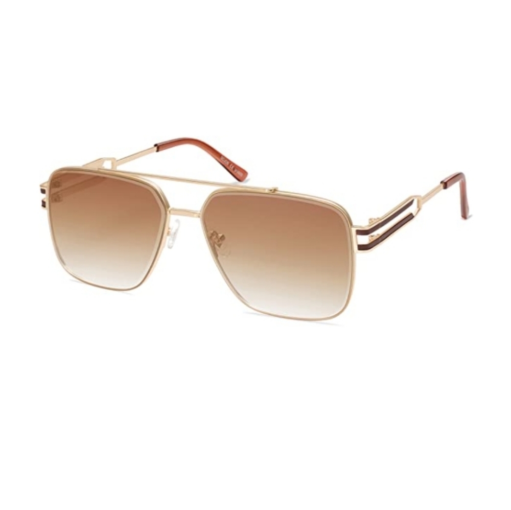 💫New Gradient Square Metal Frame Sunglasses Vintage Double Bridge Flat